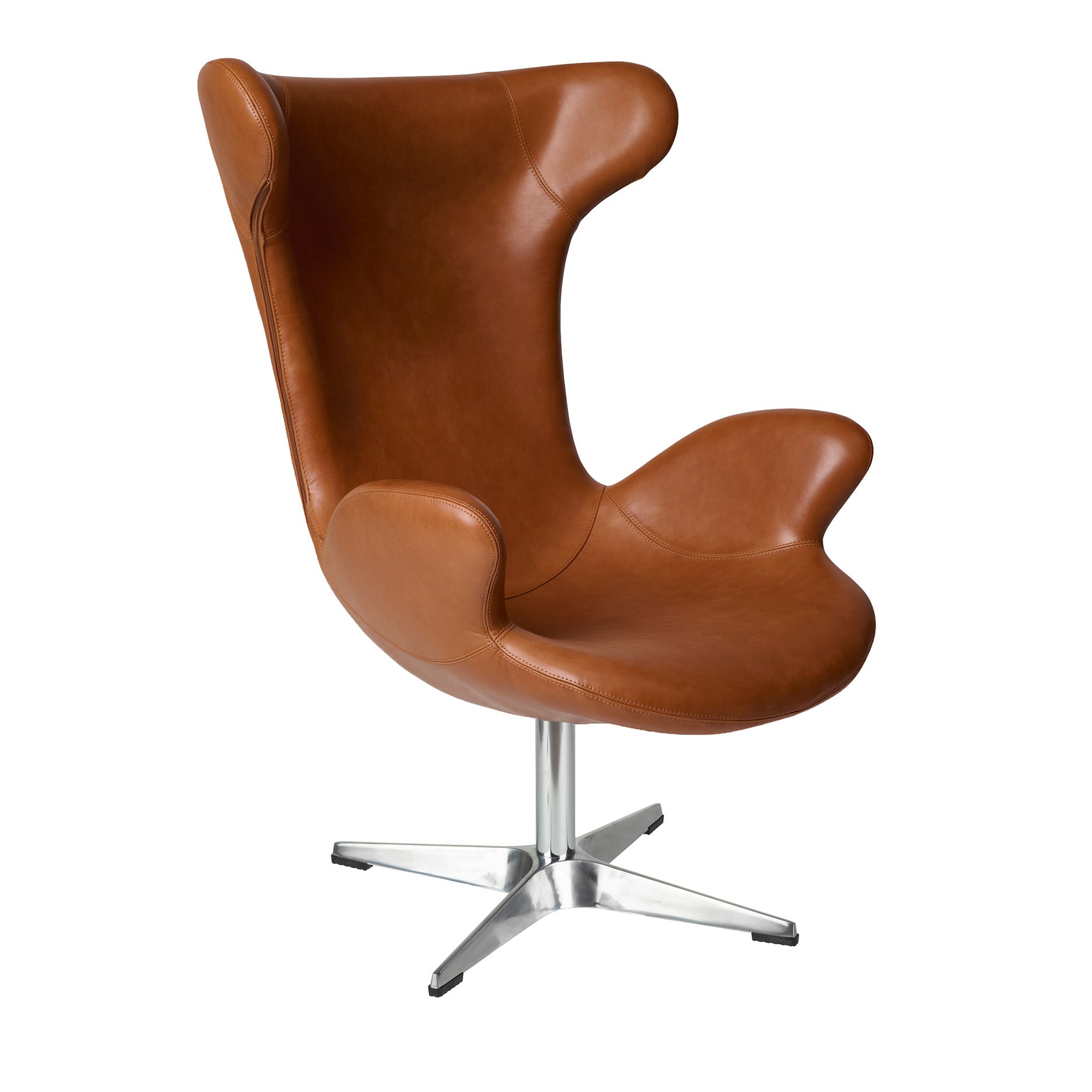 Victor loungestol læder m. chrome drejesokkel